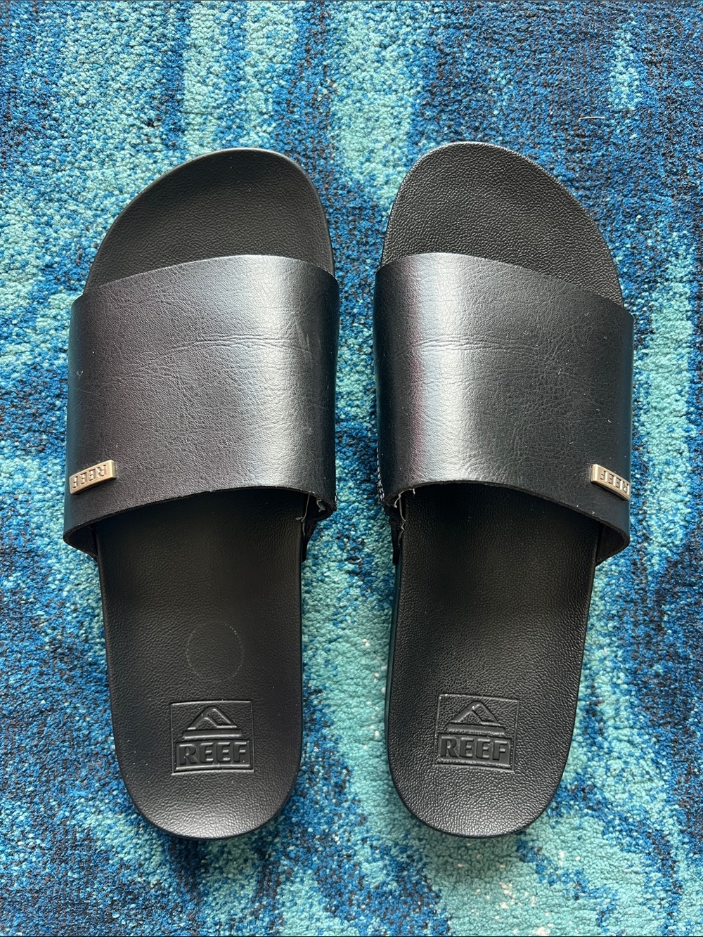 Reef Women's Black Slide Sandals with Logo Accent